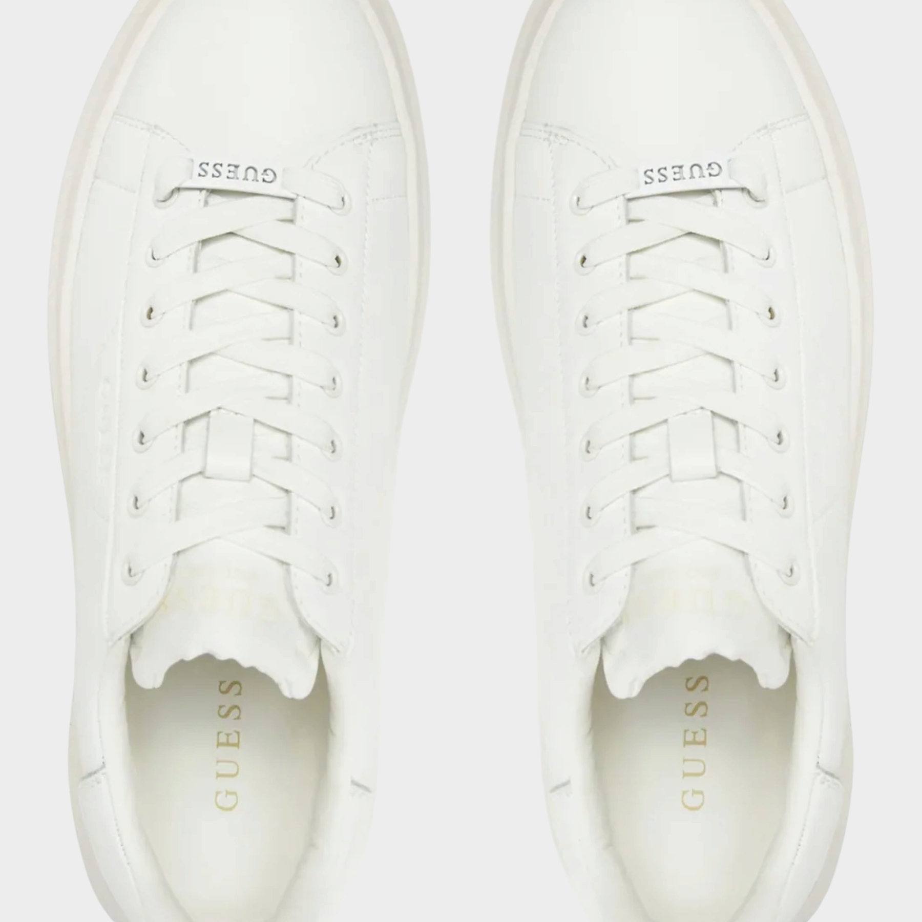 Sneakers bianche da uomo Follower SRL modello Elba con lacci, suola in gomma e logo GUESS sulla linguetta