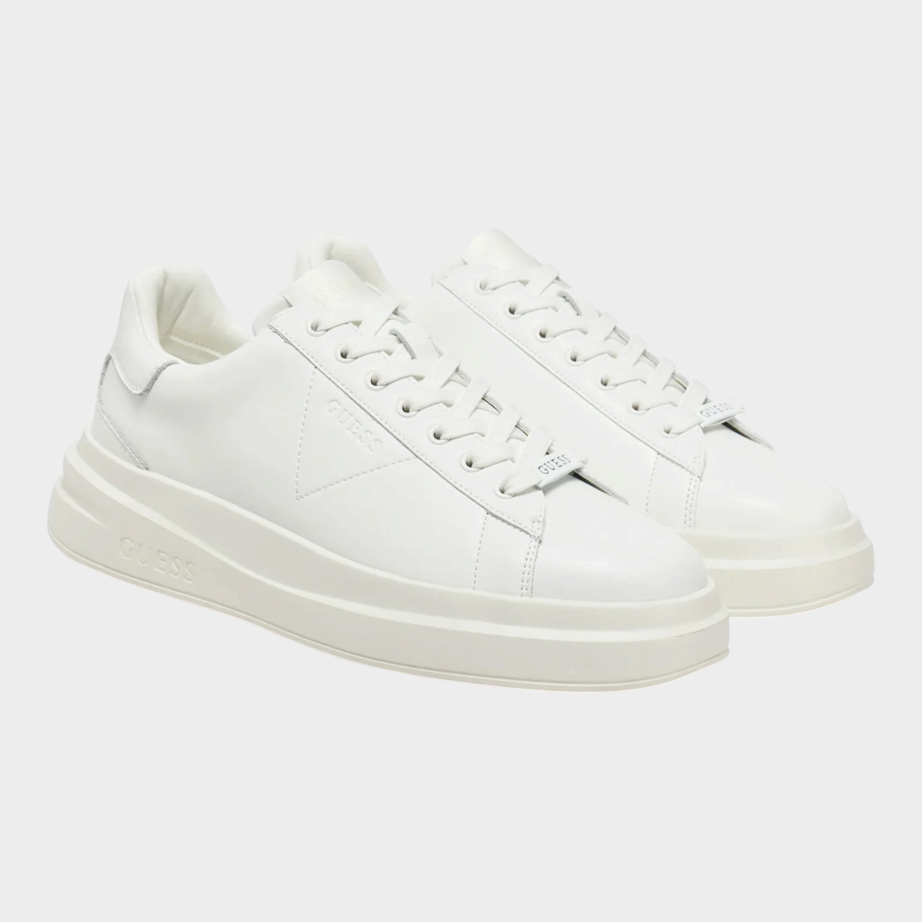 Sneakers bianche da uomo Follower SRL modello Elba con lacci, suola in gomma e logo GUESS in rilievo