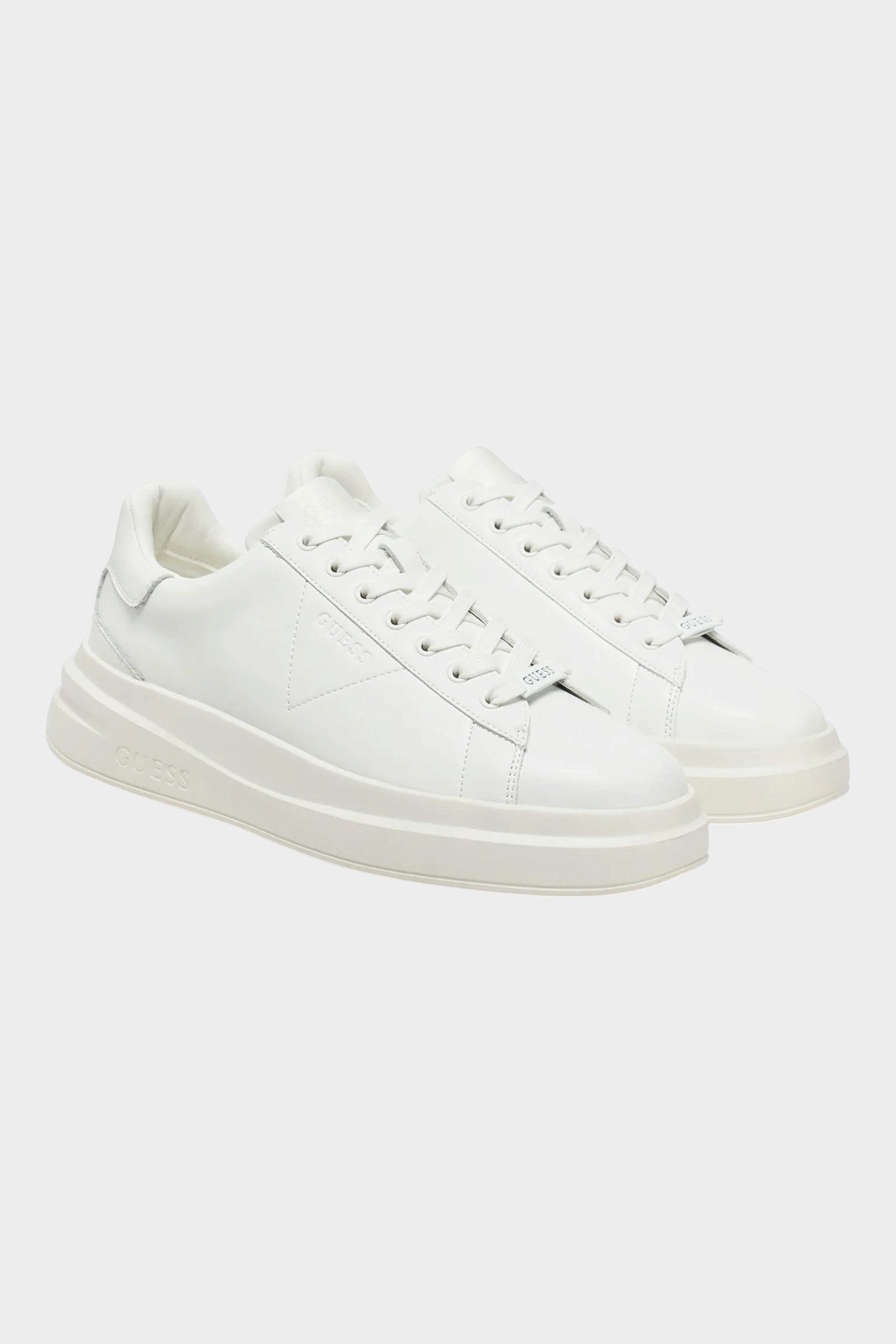 Sneakers bianche da uomo Follower SRL modello Elba con lacci, suola in gomma e logo GUESS in rilievo