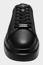 Sneaker uomo Follower SRL GUESS nera in poliuretano con lacci, punta tonda e placchetta metallica con logo