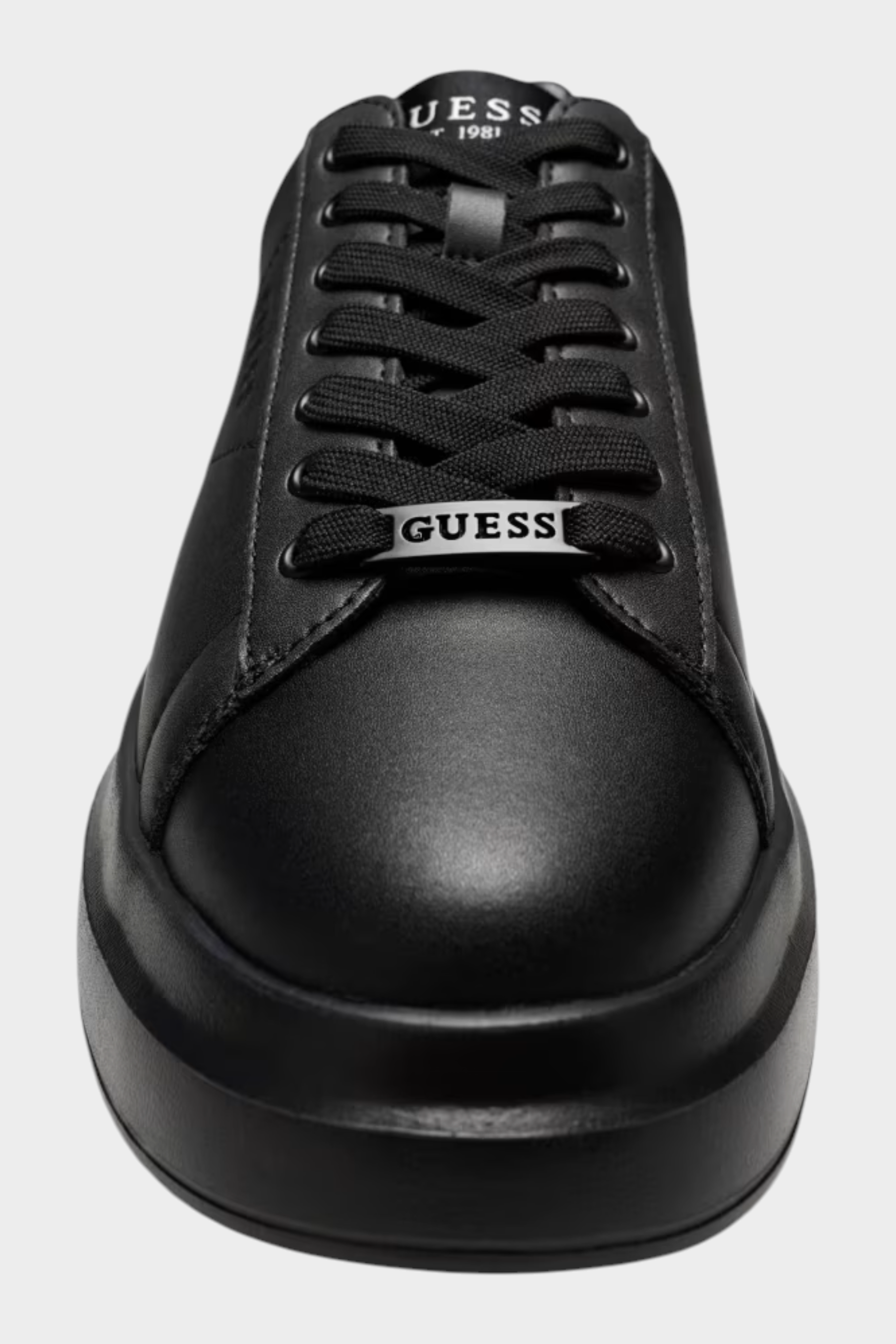 Sneaker uomo Follower SRL GUESS nera in poliuretano con lacci, punta tonda e placchetta metallica con logo