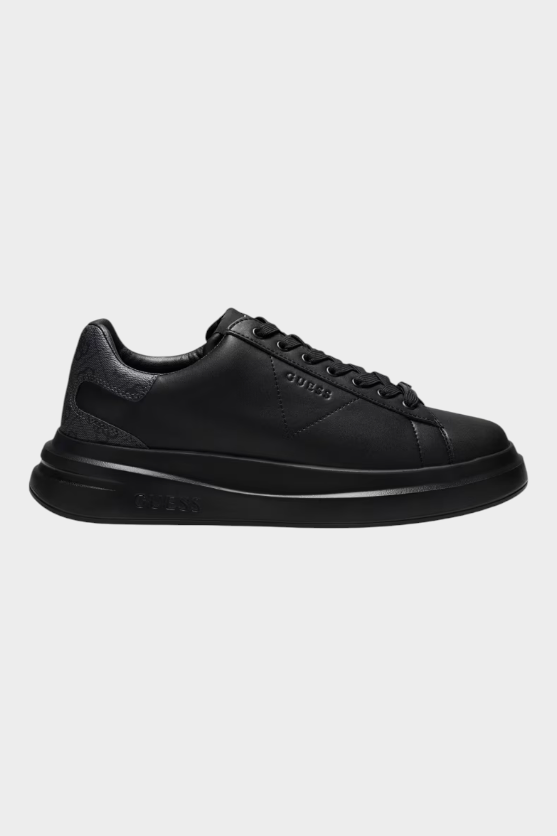 Sneaker uomo Follower SRL GUESS nera in poliuretano con motivo 4G, lacci e suola in gomma spessa 2,6 cm