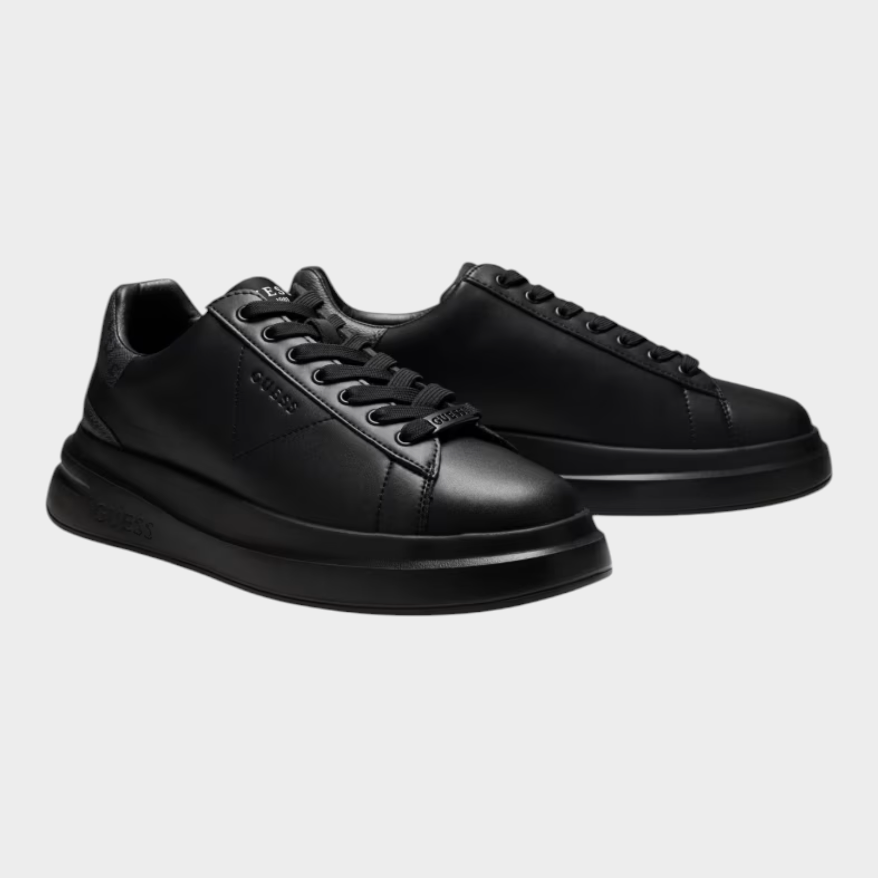 Sneakers da uomo Follower SRL GUESS nere in poliuretano con lacci, punta tonda e suola spessa in gomma