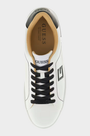 Sneaker uomo Follower SRL Welyar in pelle bianca con lacci neri, dettagli a contrasto e logo GUESS