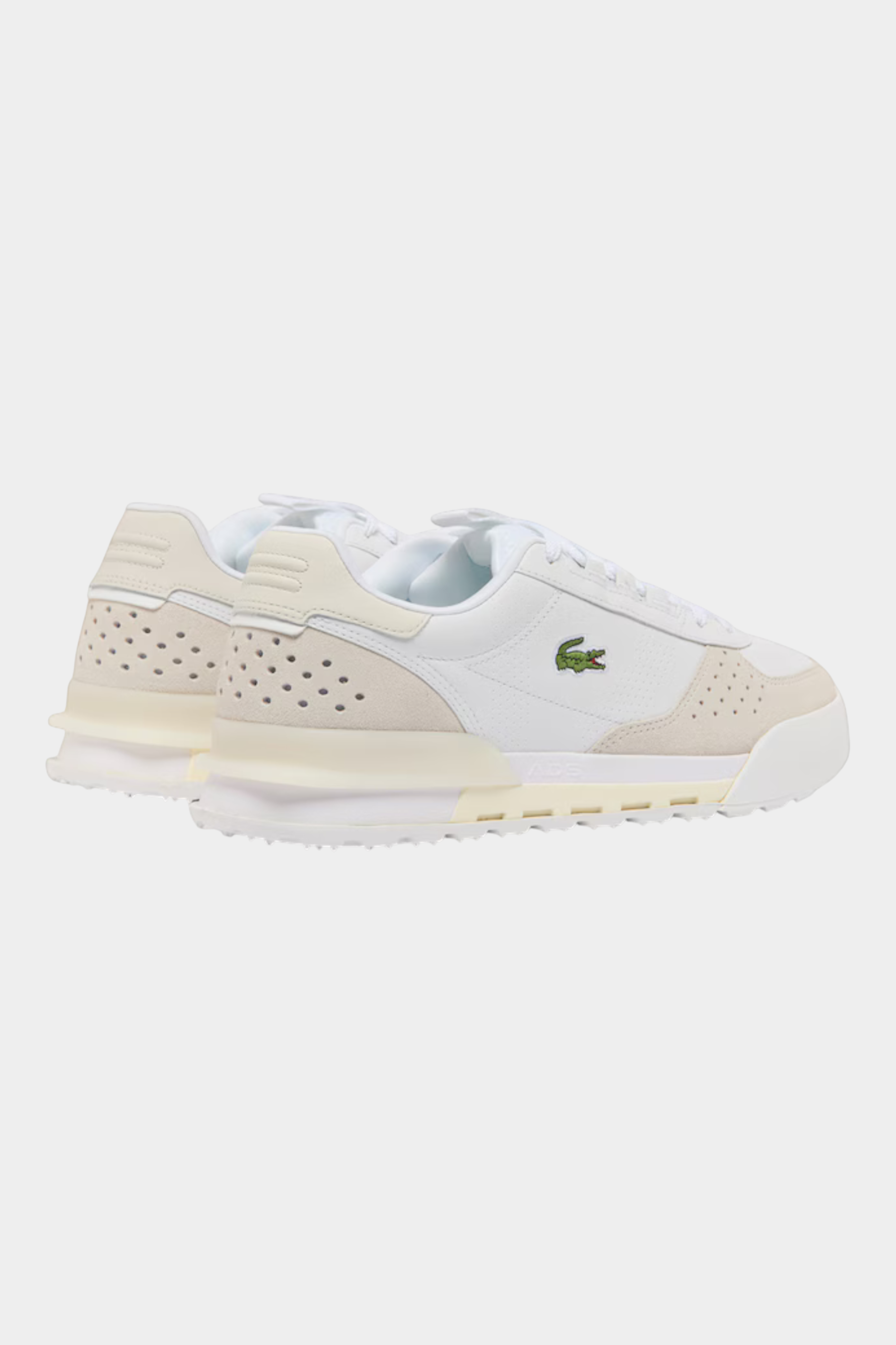 Sneakers Follower SRL Lacoste Slam Break da uomo in pelle bianca con dettagli traforati e logo coccodrillo laterale