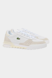 Sneakers da uomo Follower SRL Lacoste Slam Break in pelle bianca con dettagli in camoscio e logo coccodrillo verde