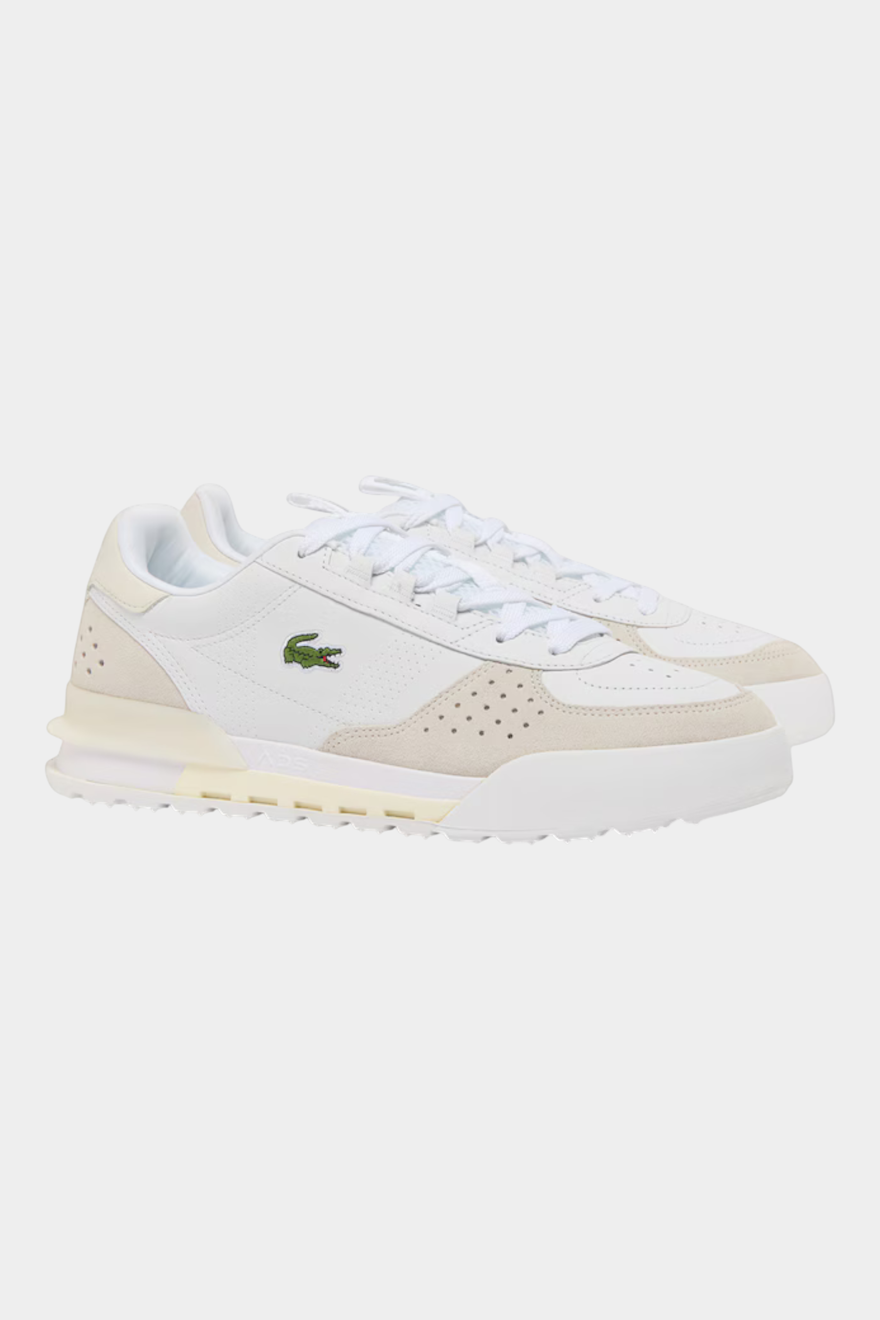 Sneakers da uomo Follower SRL Lacoste Slam Break in pelle bianca con dettagli in camoscio e logo coccodrillo verde