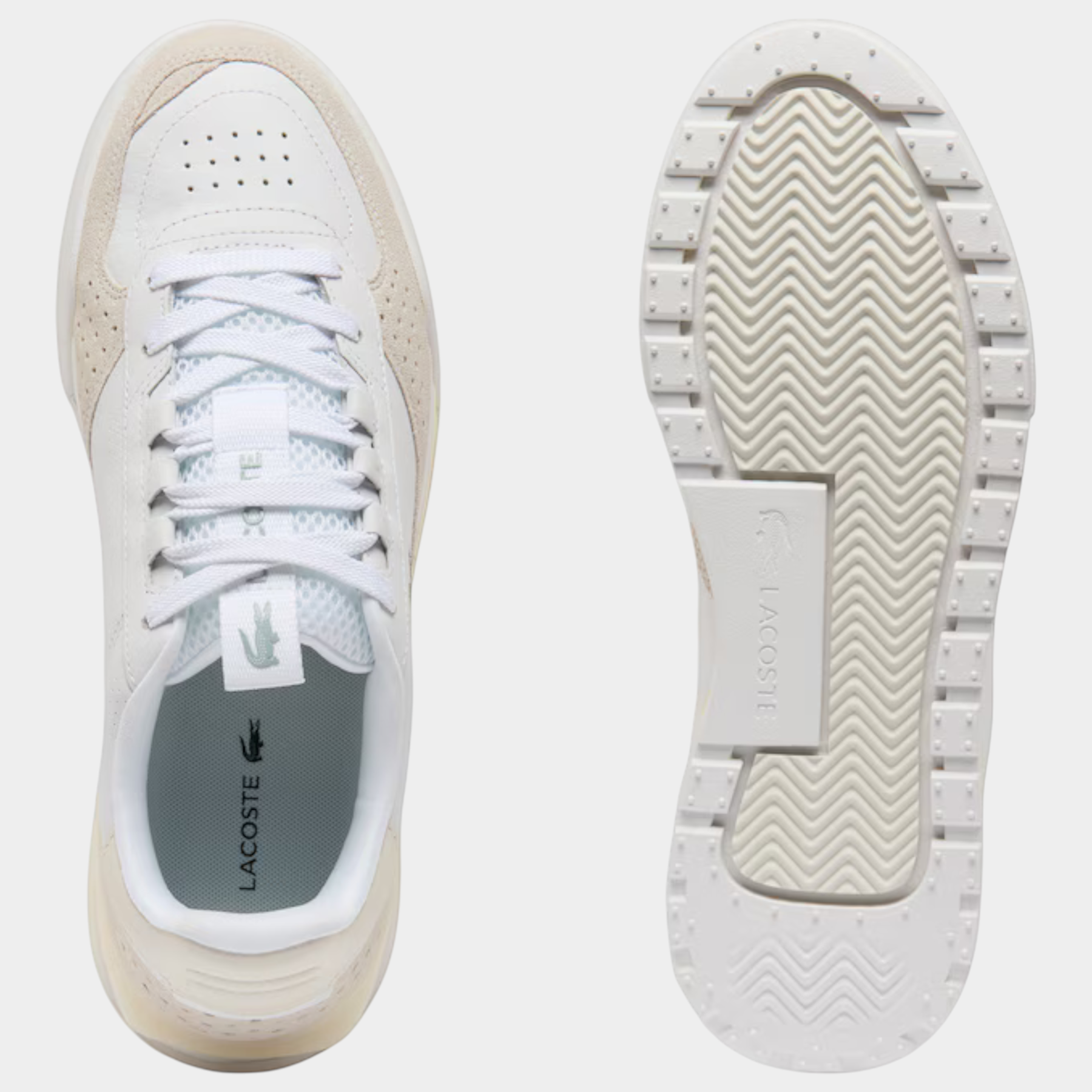 Sneakers Follower SRL Lacoste Slam Break in pelle bianca con dettagli traforati e suola in gomma a spina di pesce