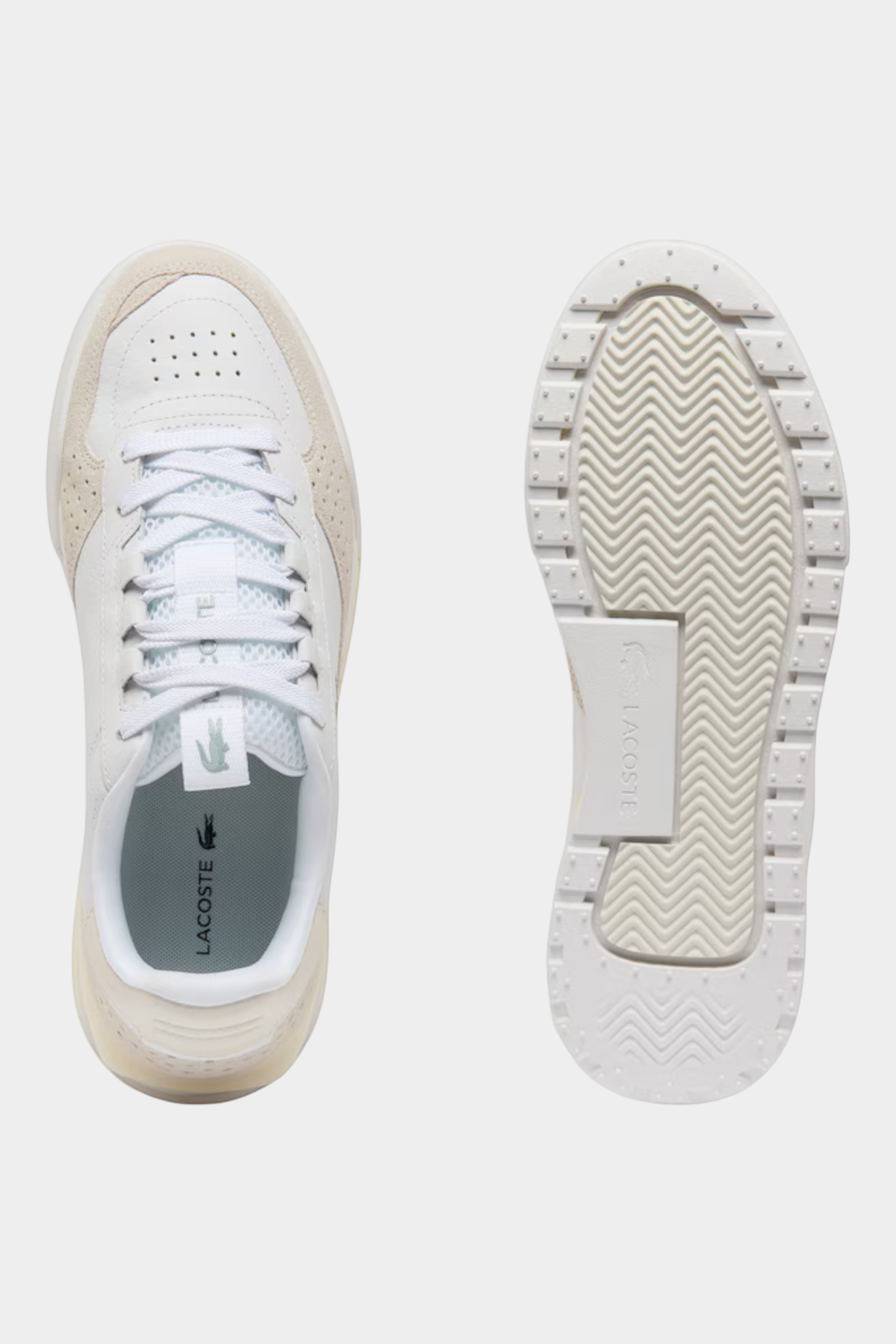 Sneakers Follower SRL Lacoste Slam Break in pelle bianca con dettagli traforati e suola in gomma a spina di pesce