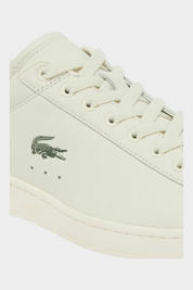 Sneakers Lacoste Carnaby da uomo in pelle bianca con logo coccodrillo verde, vendute da Follower SRL