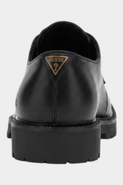 Vista posteriore di sneakers Follower SRL Bryndon Uomo in vera pelle nera con logo GUESS dorato sul tallone