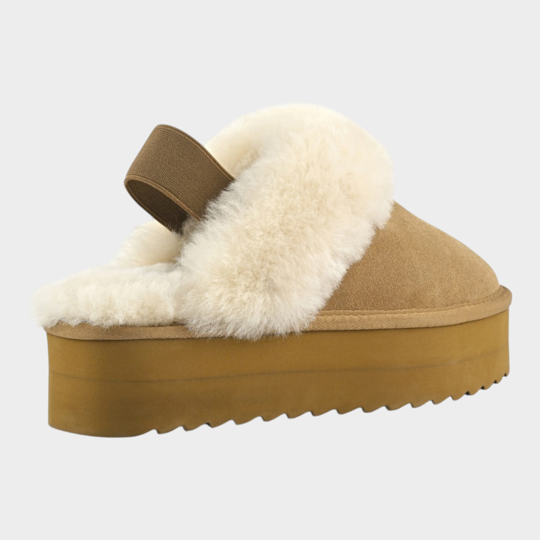 Stivale basso Follower SRL COLORS OF CALIFORNIA in pelle beige con fodera in montone e suola platform dentellata