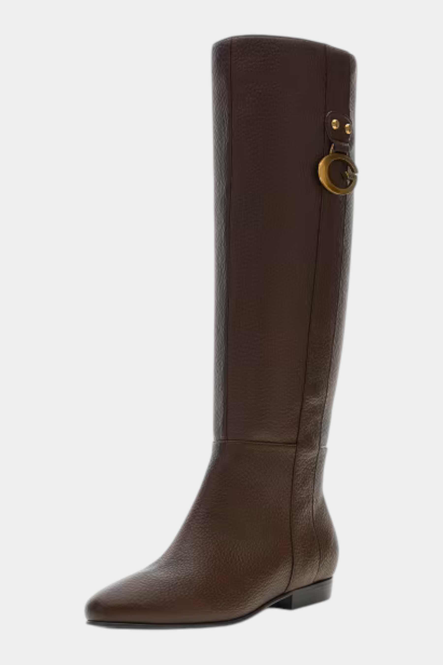 Stivali alti da donna Follower SRL modello Elliana in poliuretano marrone con logo dorato laterale