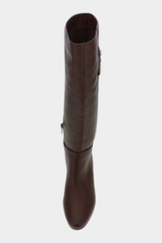 Stivali alti da donna Follower SRL modello Elliana di GUESS in poliuretano marrone con texture granulata