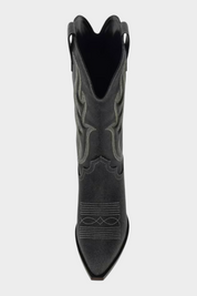 Stivali camperos neri in suede GUESS con cuciture decorative, proposti da Follower SRL, vista frontale dall'alto.