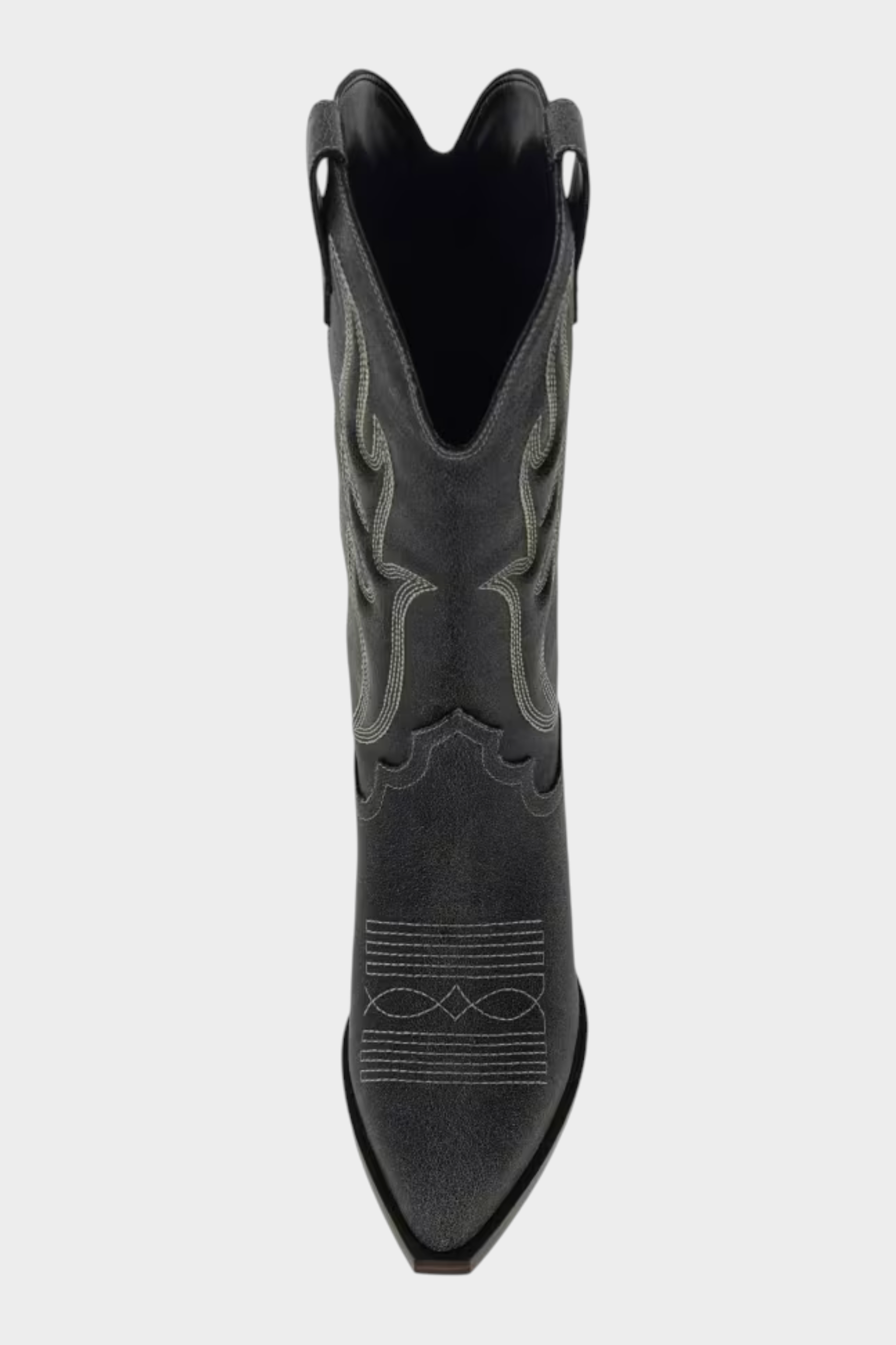 Stivali camperos neri in suede GUESS con cuciture decorative, proposti da Follower SRL, vista frontale dall'alto.