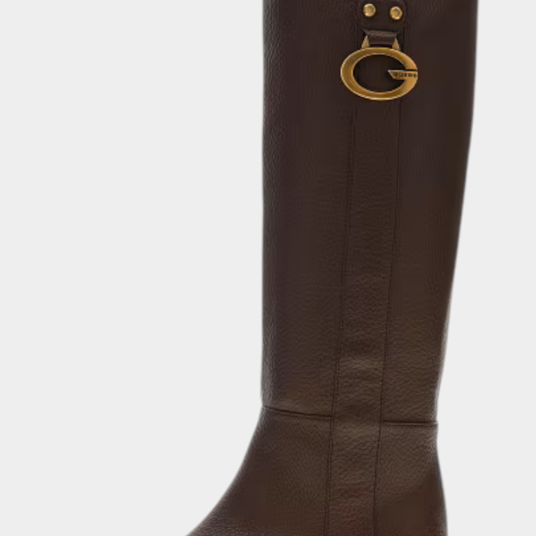 Stivali alti da donna Follower SRL modello Elliana in poliuretano marrone con logo G dorato e finitura testurizzata