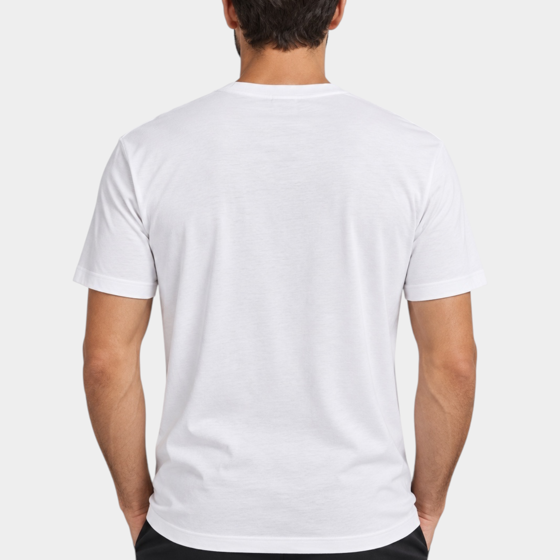 T-shirt bianca da uomo Follower SRL in misto cotone e modal, vista posteriore, design Made in Italy