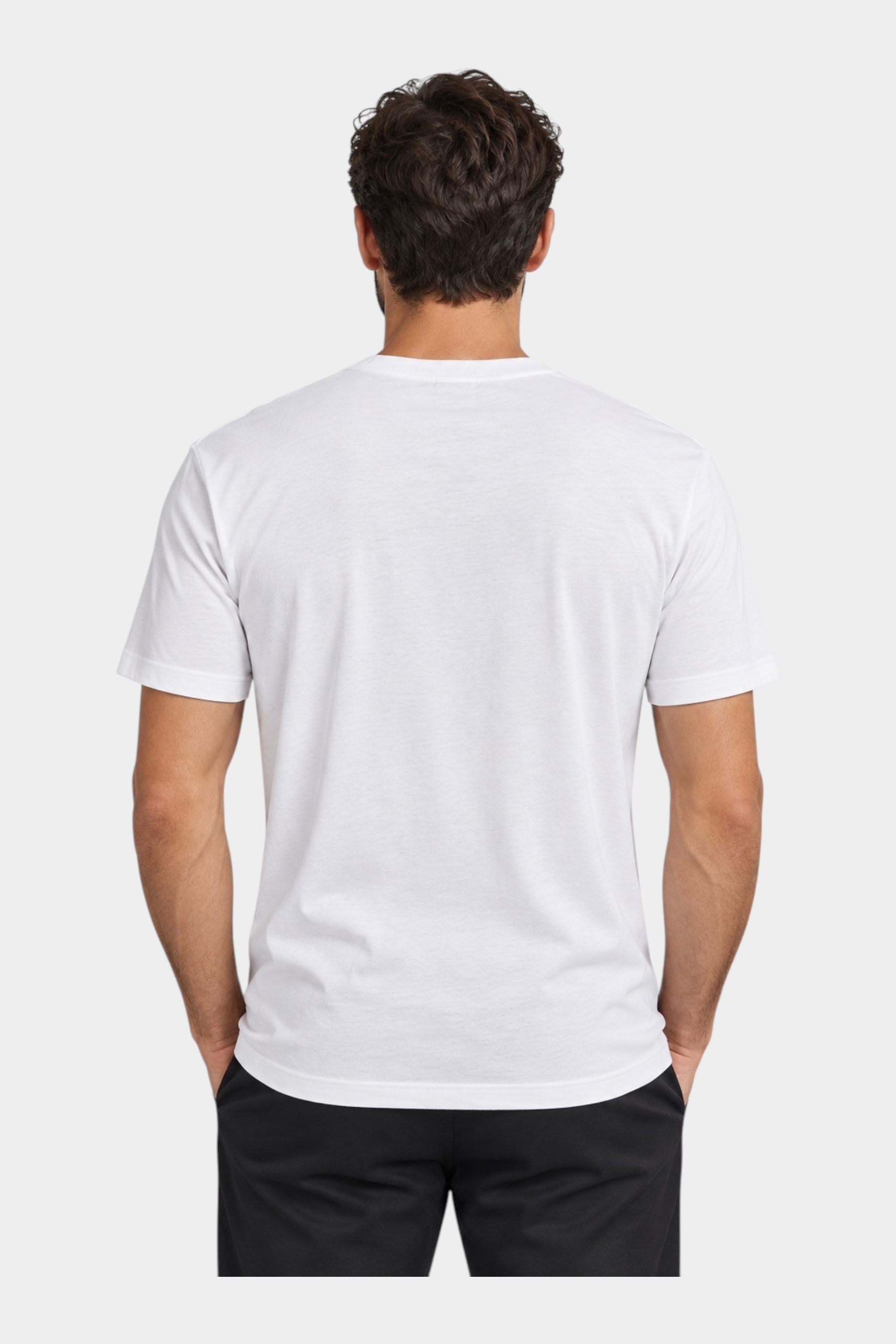 T-shirt bianca da uomo Follower SRL in misto cotone e modal, vista posteriore, design Made in Italy