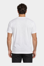 Vista posteriore di una t-shirt bianca da uomo Follower SRL in misto cotone e modal, Made in Italy