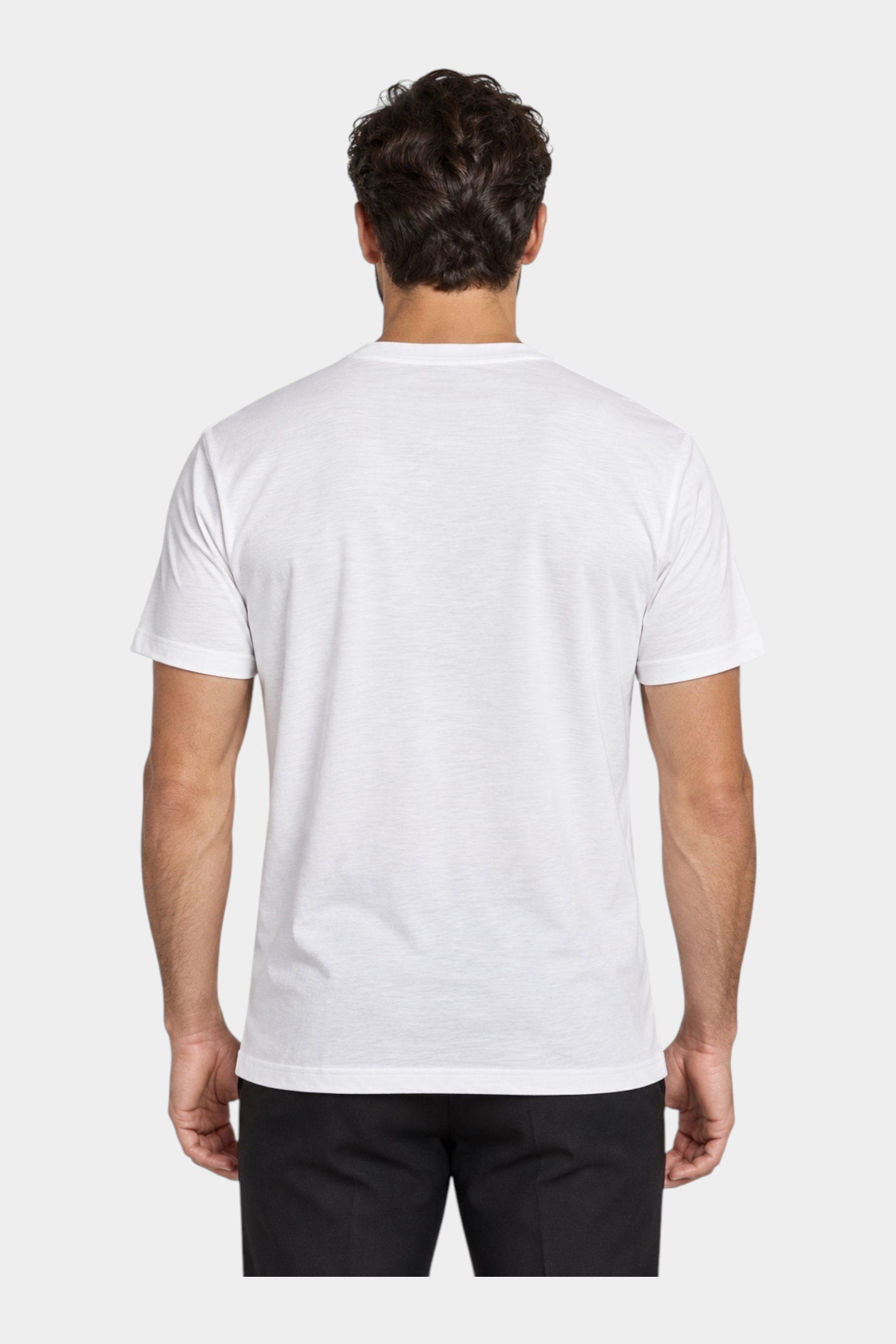 Vista posteriore di una t-shirt bianca da uomo Follower SRL in misto cotone e modal, Made in Italy