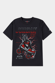 T-shirt nera Follower SRL Jordan in cotone con stampa grafica di pattini a rotelle e logo 23