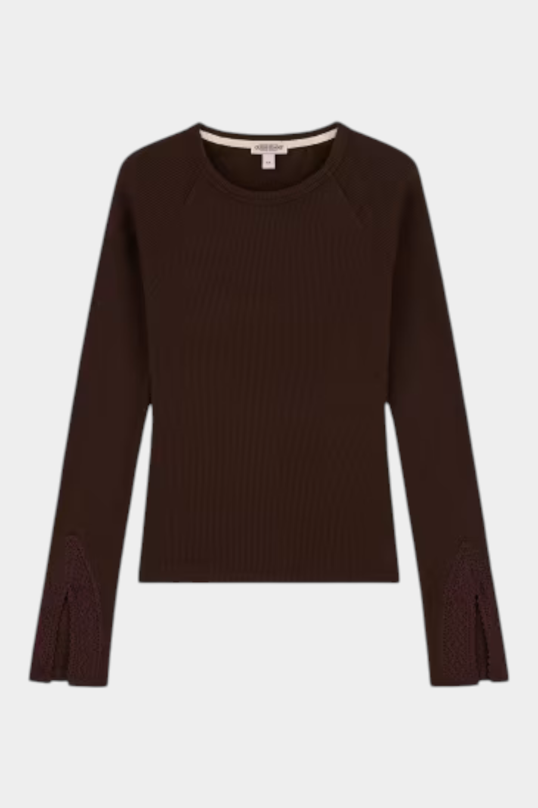 Top a maniche lunghe marrone GUESS con dettagli in pizzo sui polsini, proposto da Follower SRL