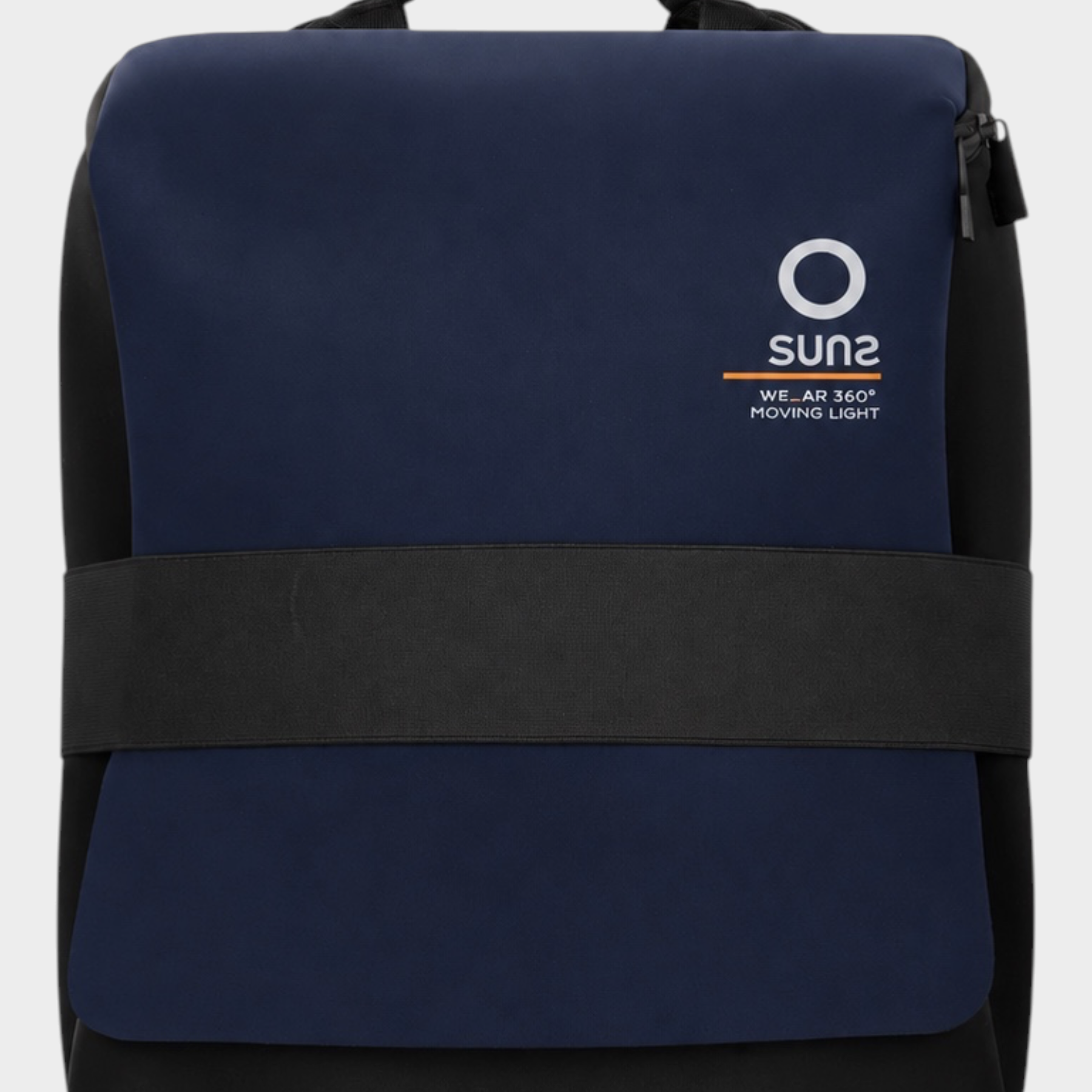 Zaino medium Follower SRL in neoprene blu navy con logo SUNS BOARDS e fascia nera frontale