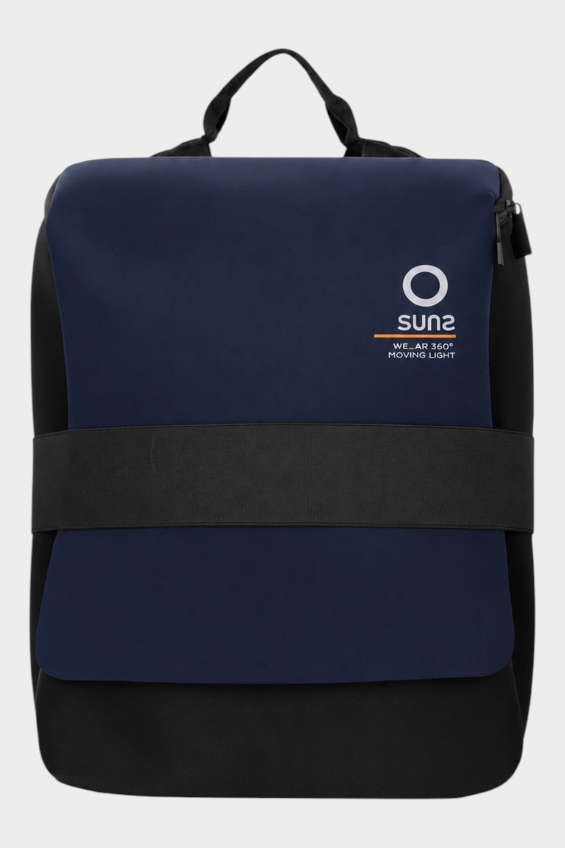 Zaino medium Follower SRL in neoprene blu navy con logo SUNS BOARDS e fascia nera frontale