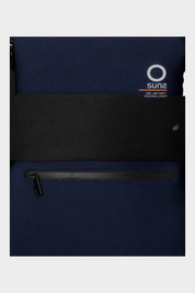 Zaino Follower SRL in neoprene blu navy con logo SUNS BOARDS e tasca frontale con zip nera