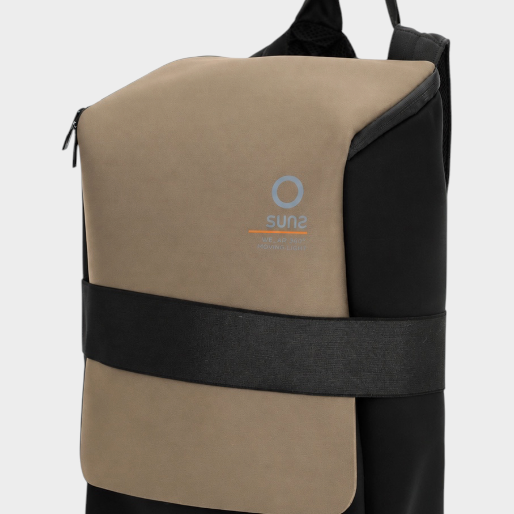 Zaino medium Follower SRL in neoprene marrone e nero con logo SUNS BOARDS e chiusura a zip