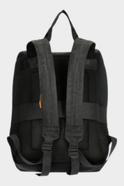 Vista posteriore dello zaino medium in neoprene marrone di Follower SRL con spallacci imbottiti e schienale in rete