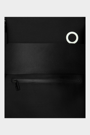 Zaino medium unisex Follower SRL in neoprene nero con tasca frontale con zip e logo circolare bianco