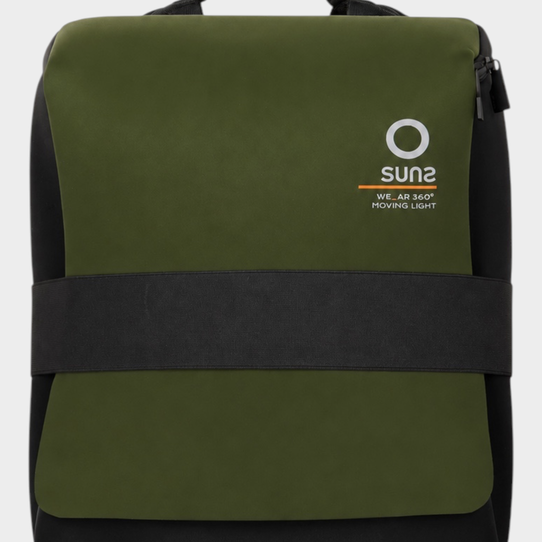 Zaino medium unisex Follower SRL in neoprene verde e nero con logo SUNS BOARDS frontale