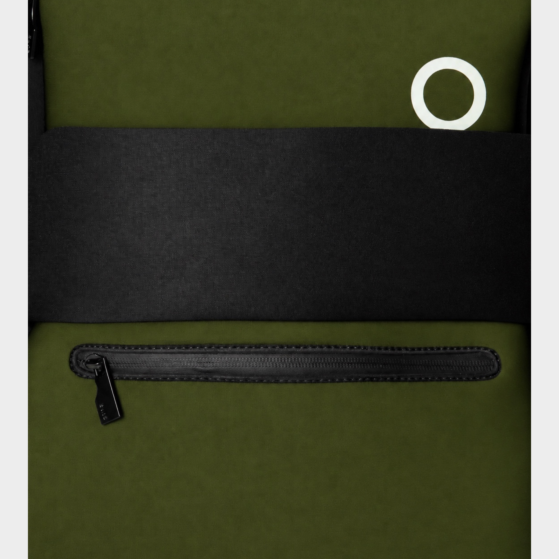 Zaino medium unisex Follower SRL in neoprene verde con fascia nera e logo circolare bianco