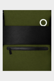 Zaino medium unisex Follower SRL in neoprene verde con fascia nera e logo circolare bianco