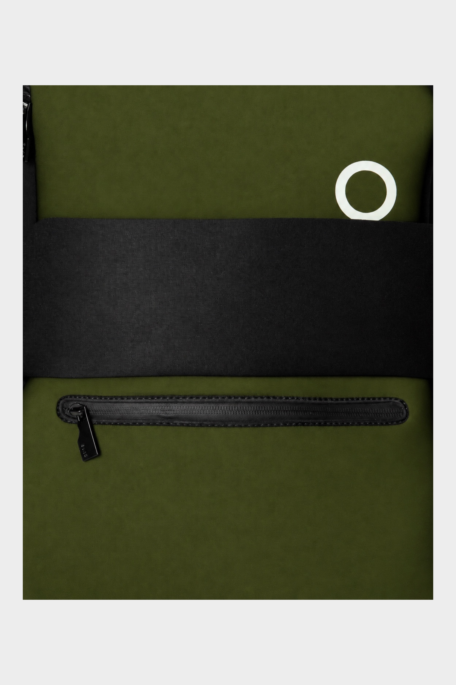 Zaino medium unisex Follower SRL in neoprene verde con fascia nera e logo circolare bianco