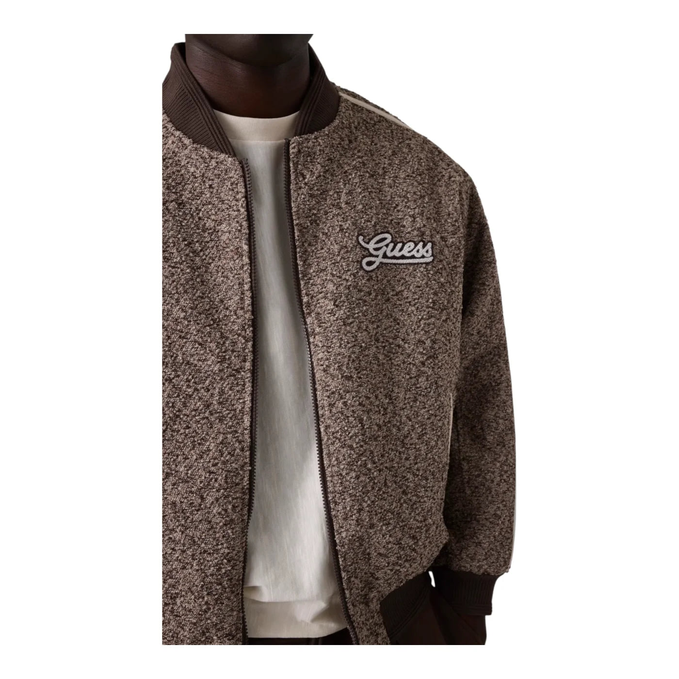 Giacca bomber full zip uomo marrone guess - felpe