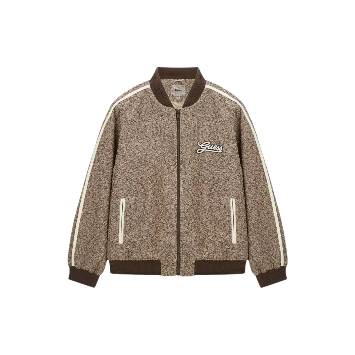 Giacca bomber full zip uomo marrone guess - felpe