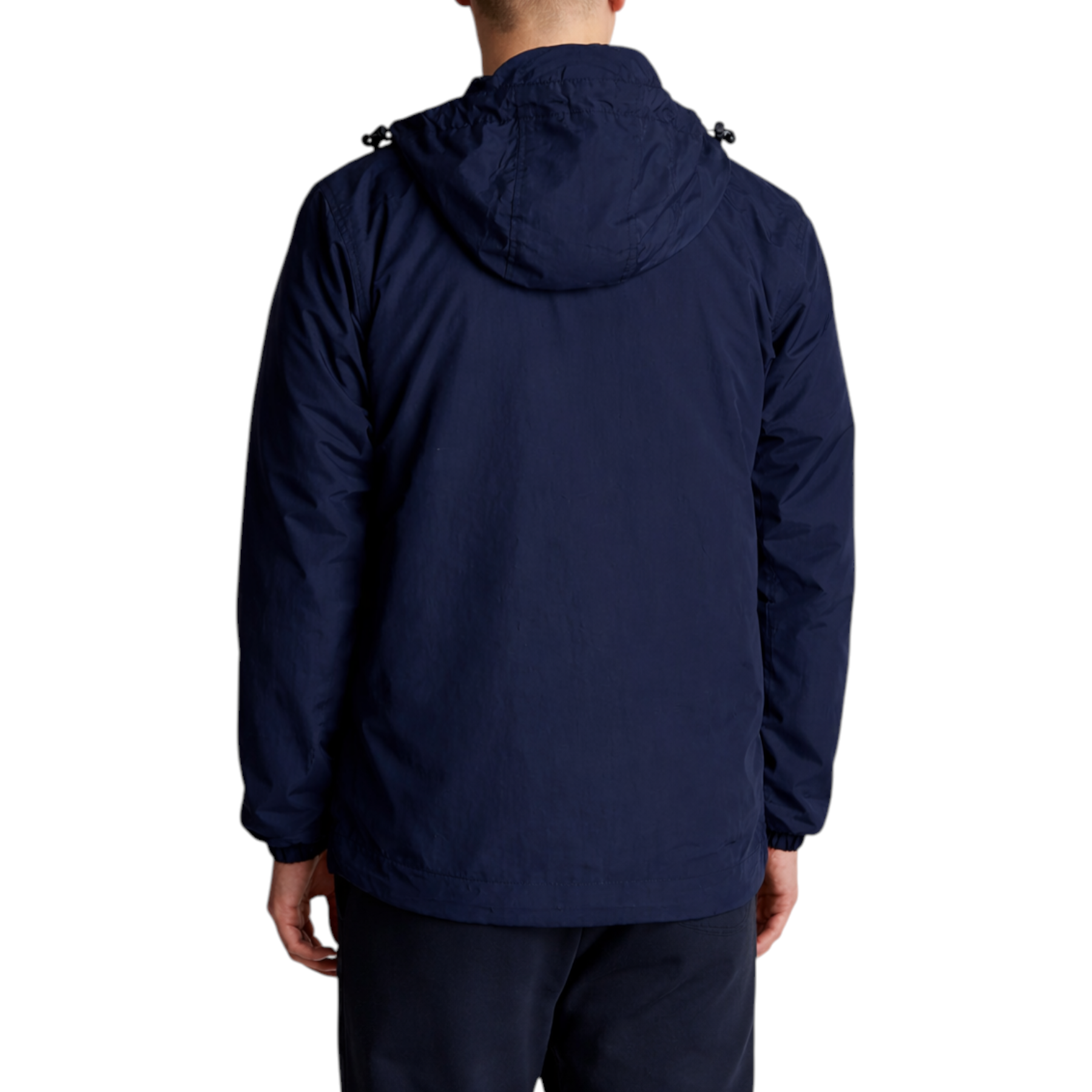 Giacca con cappuccio uomo nero lyle e scott in tessuto tecnico blu navy resistente allacqua con dettagli a coulisse sulle spalle