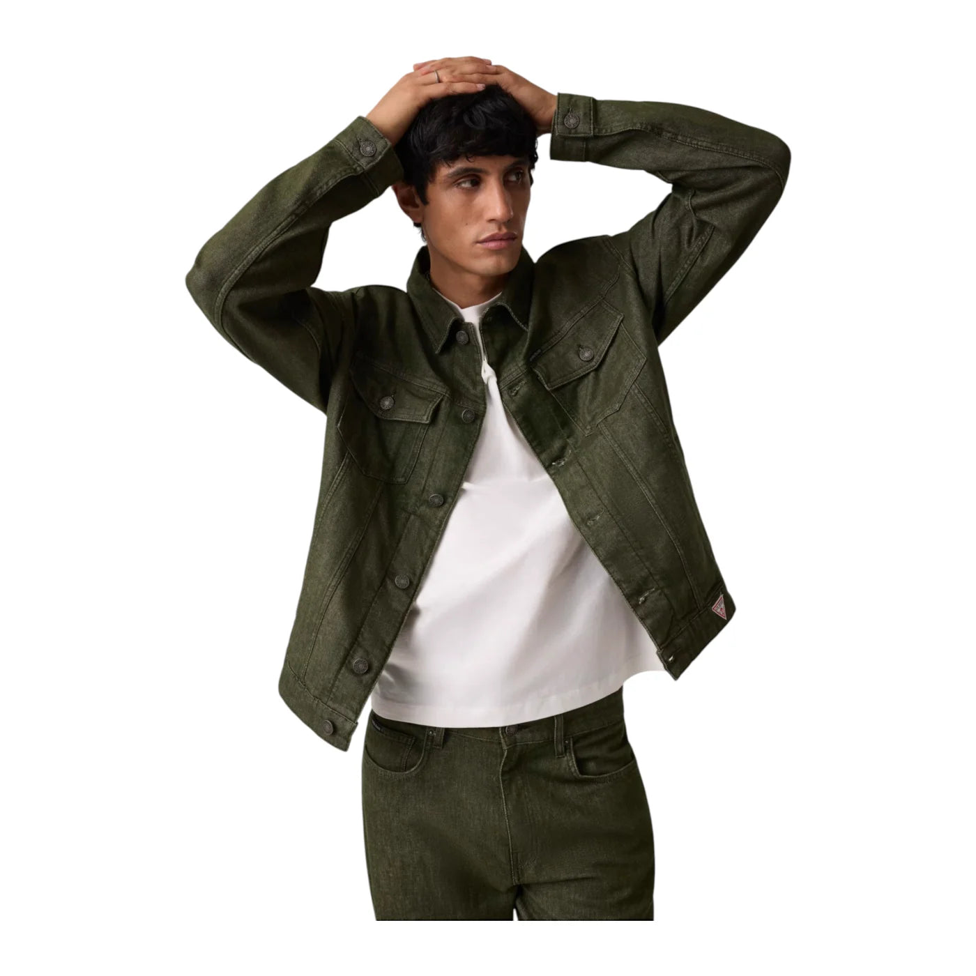 Giacca in denim oversize uomo verde guess - giacche