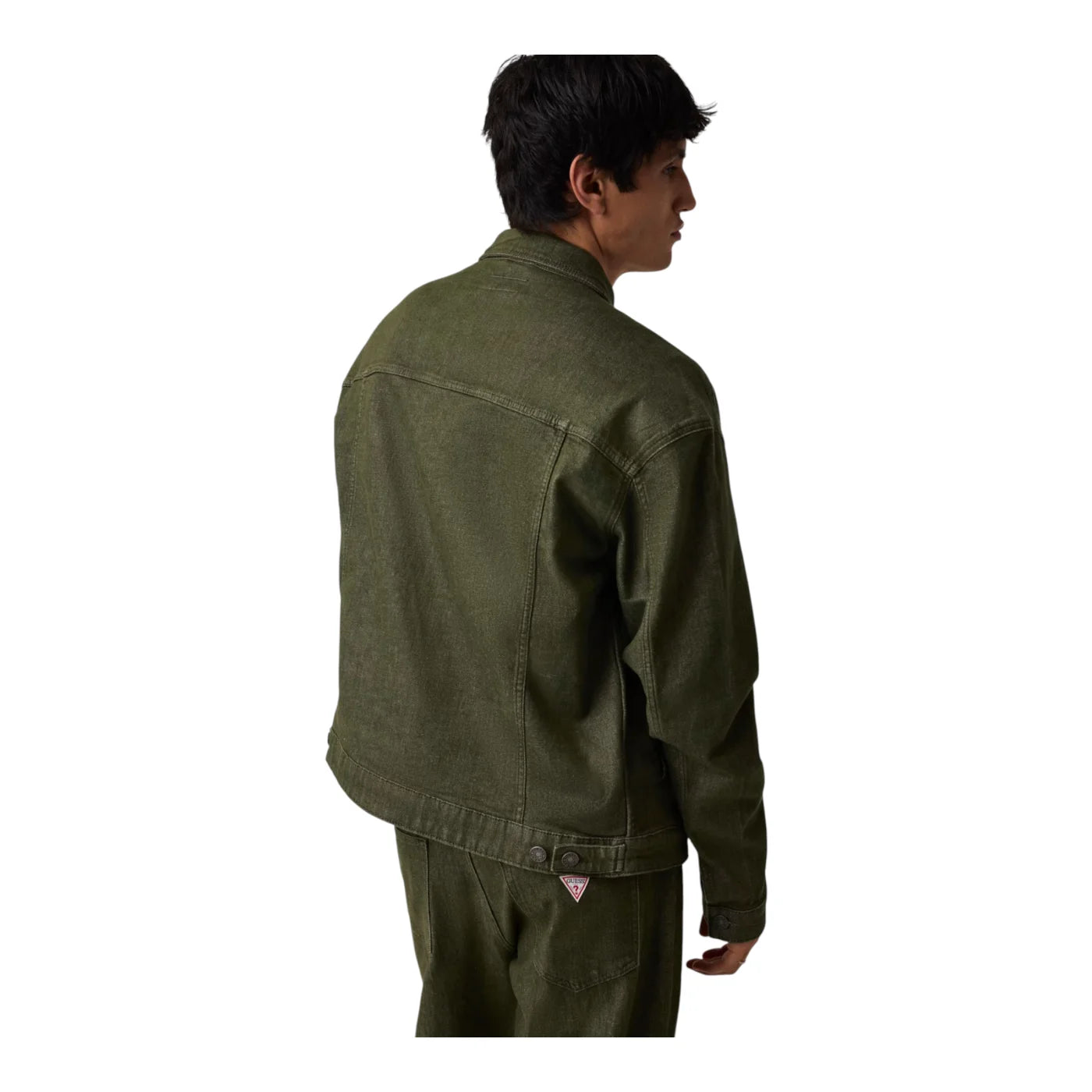 Giacca in denim oversize uomo verde guess - giacche