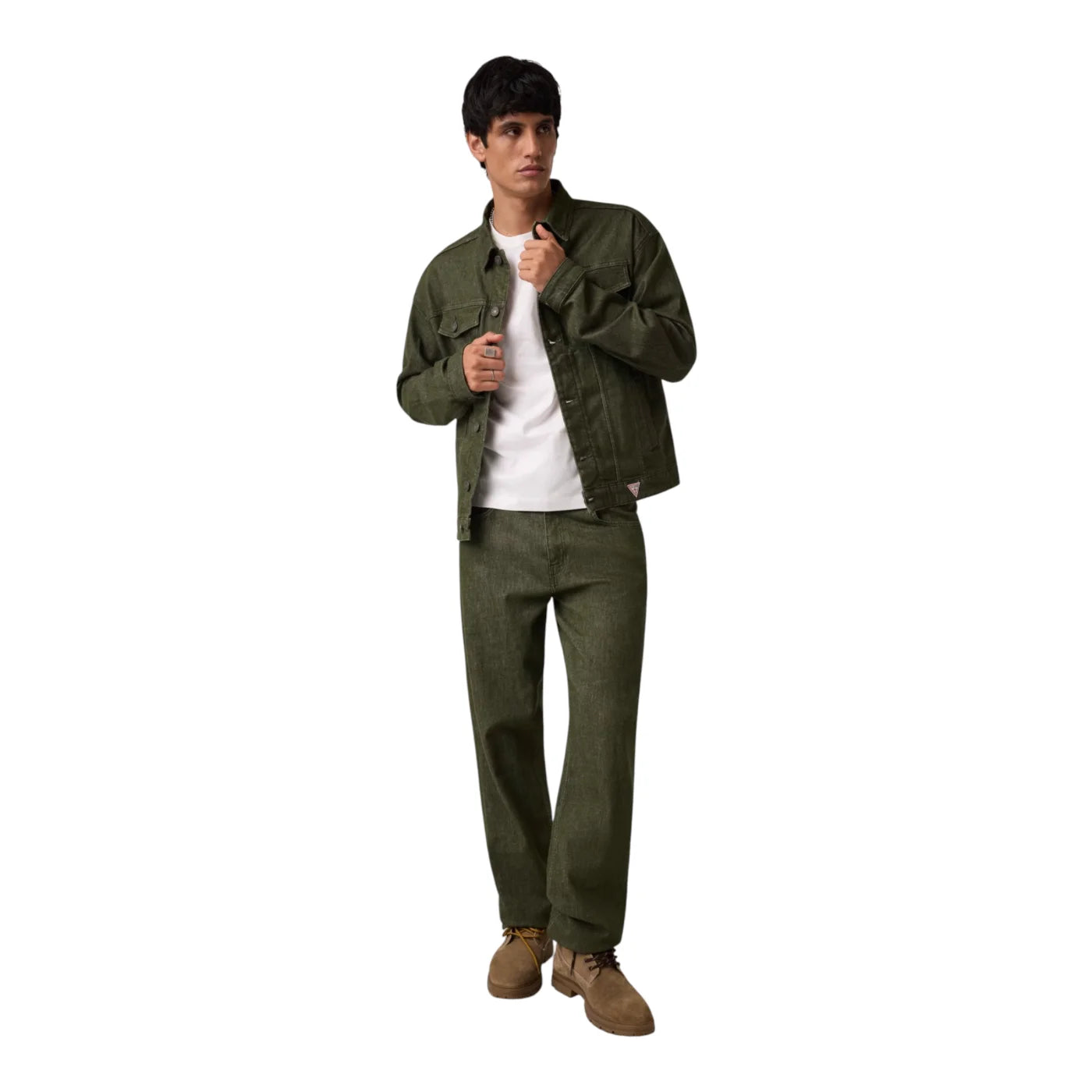 Giacca in denim oversize uomo verde guess - giacche