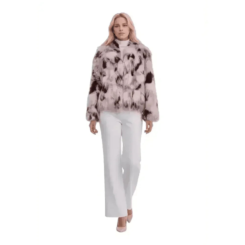 Giacca in finta pelliccia con stampa piume Donna Frime - Follower SRL
