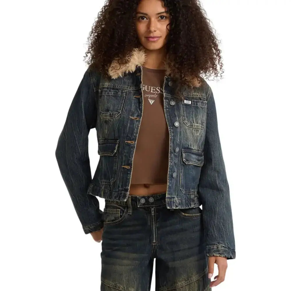 Giacca in jeans con pelliccia sintetica Donna Guess Originals - Follower SRL