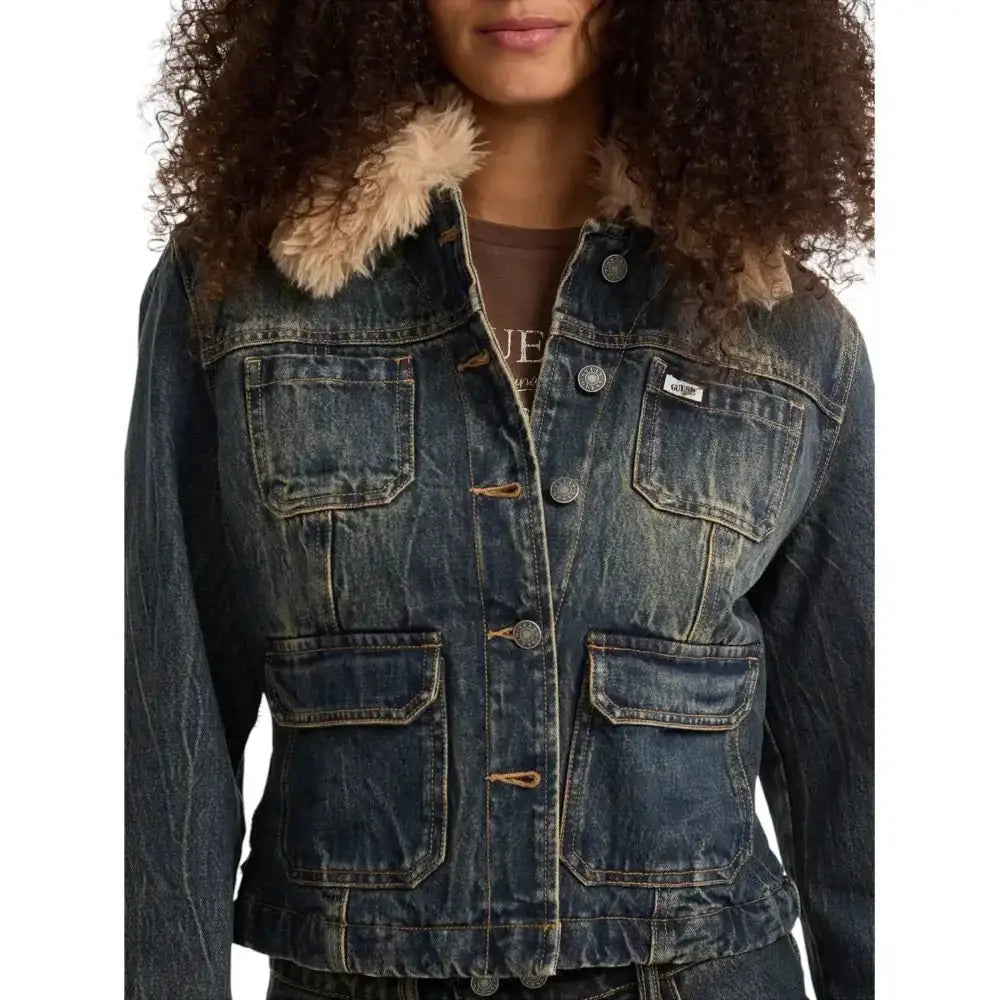 Giacca in jeans con pelliccia sintetica Donna Guess Originals - Follower SRL