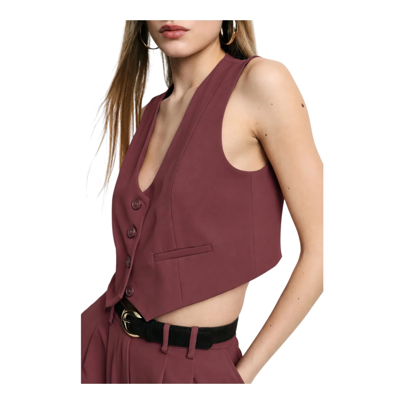 Gilet cropped donna bordeaux please