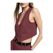 Gilet cropped donna bordeaux please