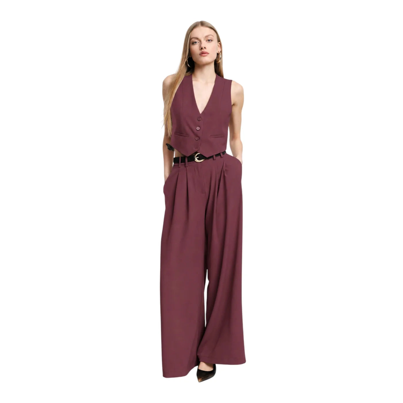 Gilet cropped donna bordeaux please
