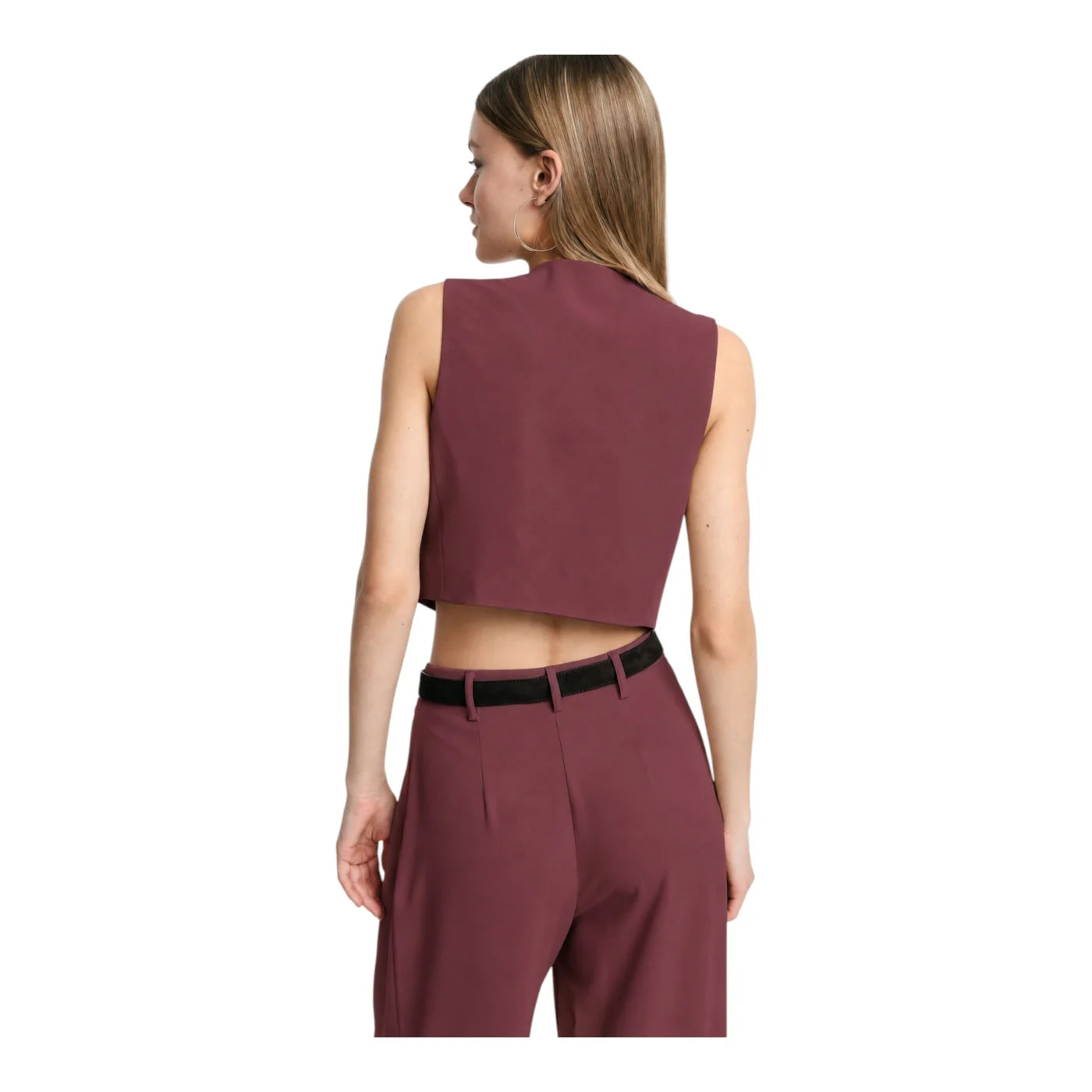 Gilet cropped donna bordeaux please